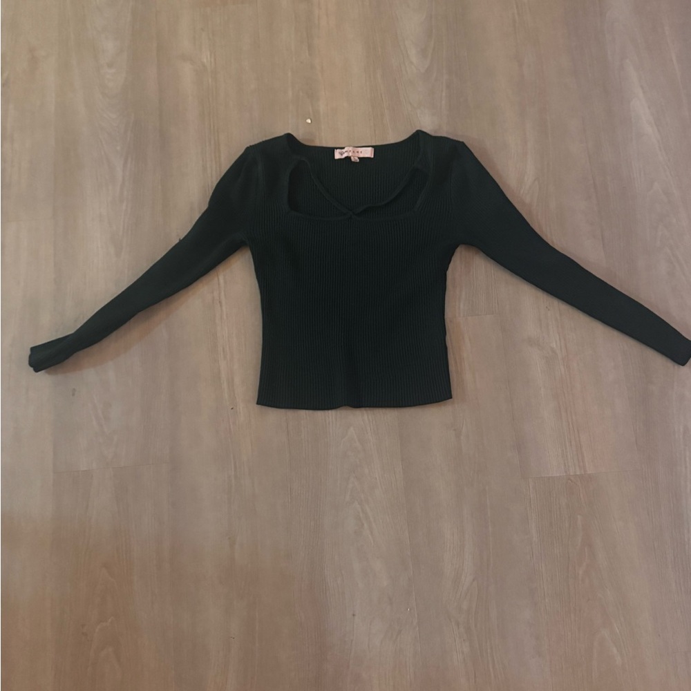 Crave Fame Black Fitted Long Sleeve Blouse